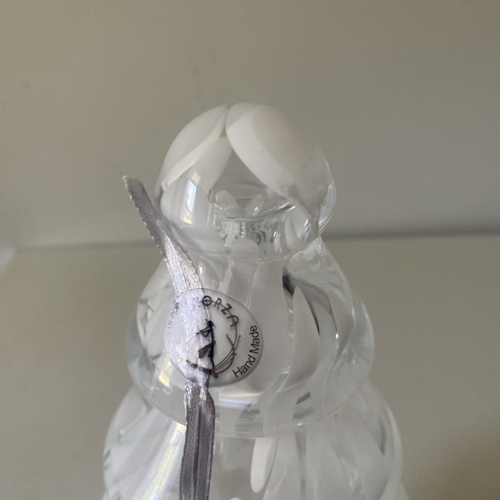 ZORZA Hand Made Glass Christmas Tree 10" Clear & White Hollow - Made in Poland - Picture 2 of 11